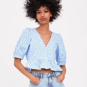 Lilou bubble sleeve floral embroirded blouse